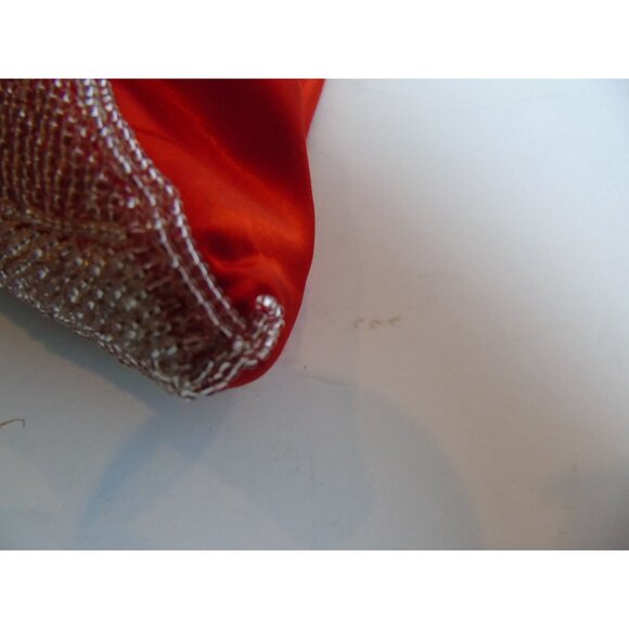 Vintage Red Satin White Beaded Evening Clutch Fully Lined Handmade In Hong Kong - Picture 10 of 10